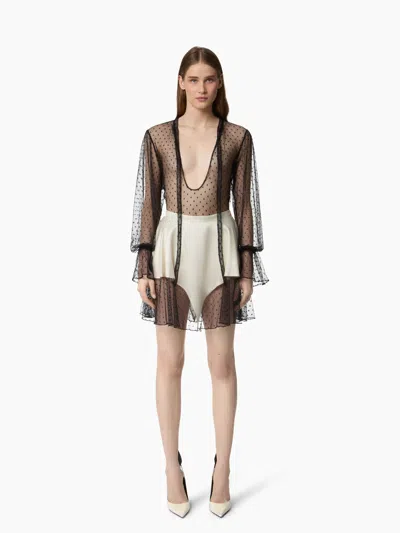 Nina Ricci Cream Mini Satin Skirt In White