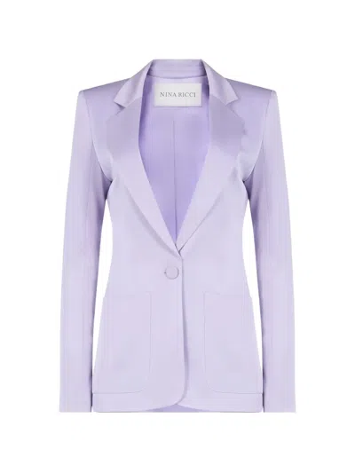 Nina Ricci Crepe Satin Blazer In Purple