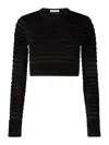Nina Ricci Cropped Top With Tonal Stripe In Black