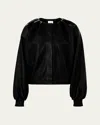Nina Ricci Leather Bomber Jacket In Black
