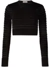 Nina Ricci Cropped Top With Tonal Stripe In Black
