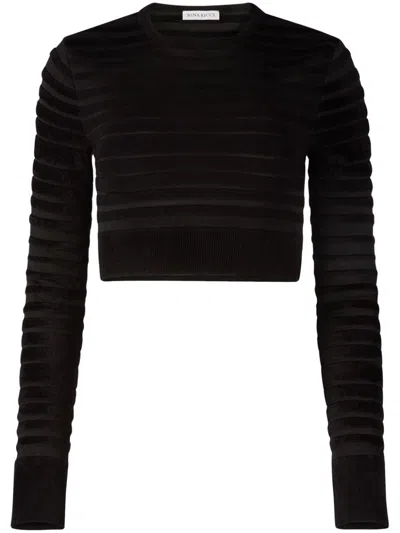 NINA RICCI STRIPED CROPPED SWEATER - WOMEN'S - VISCOSE/POLYAMIDE