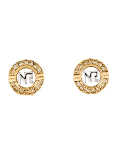 Pre-owned Nina Ricci Crystal Clip-on Earrings In Multi