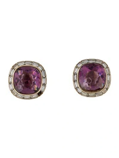 Pre-owned Nina Ricci Crystal Clip-on Earrings In Multi