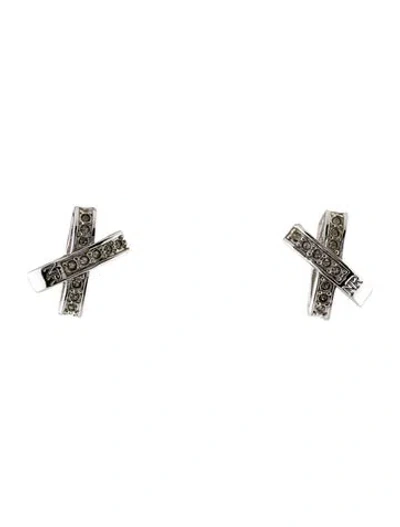 Pre-owned Nina Ricci Crystal Clip-on Earrings In Transparent