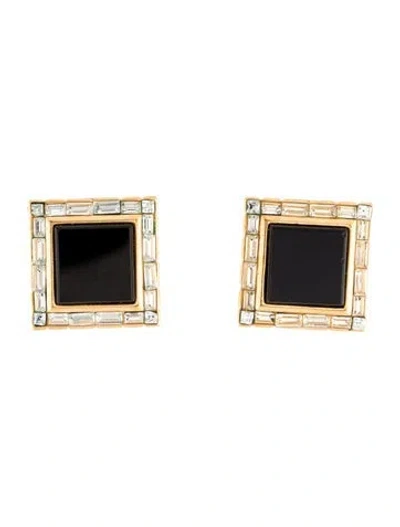 Pre-owned Nina Ricci Crystal Square Clip-on Earrings In Multi