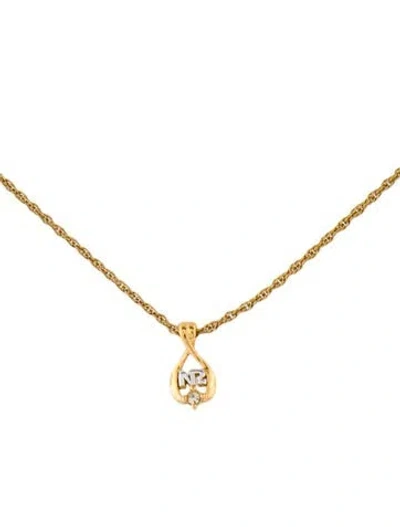 Pre-owned Nina Ricci Crystal Two Tone Logo Charm Pendant Necklace, 17" In Multi