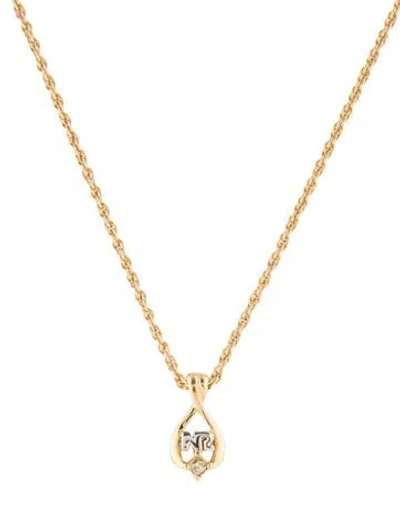 Pre-owned Nina Ricci Crystal Two-tone Logo Pendant Necklace, 16.75" In Multi