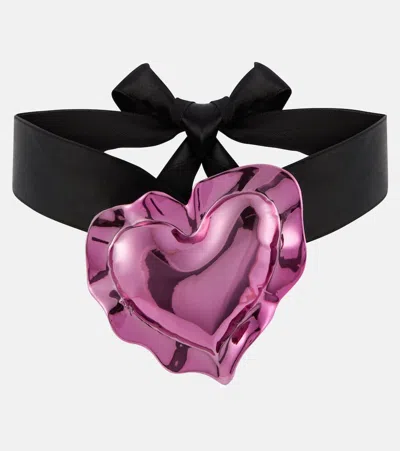 Nina Ricci Cushion Heart Necklace In Black