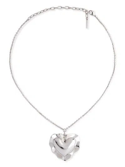 Nina Ricci Cushion Heart Necklace In Metallic