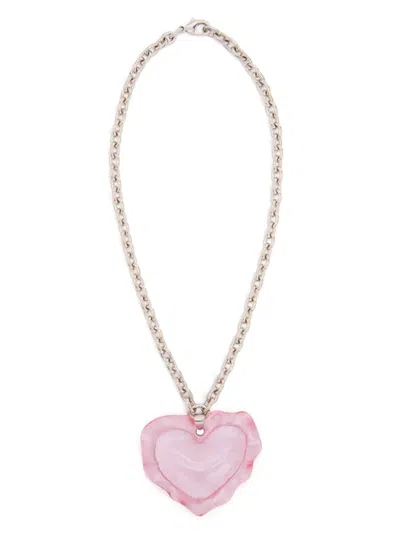Nina Ricci Cushion Heart Pendant Necklace In Pink