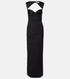 Nina Ricci Satin-panelled Open-back Maxi Dress In Black