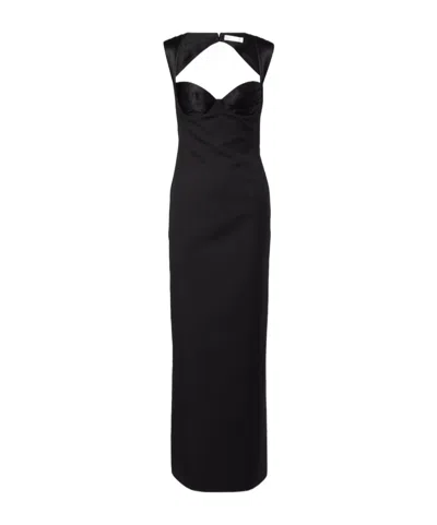 Nina Ricci Cutout Virgin Wool Corset Gown In Black