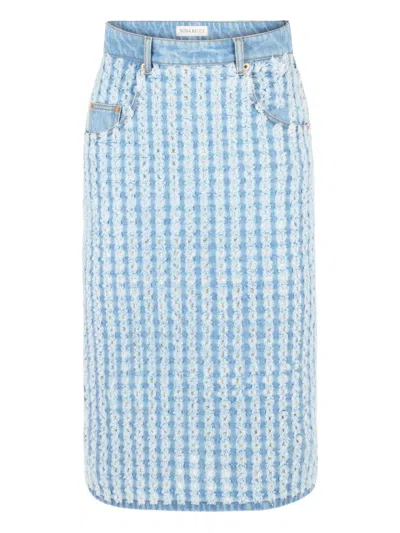 Nina Ricci Denim Midi Skirt In Blue