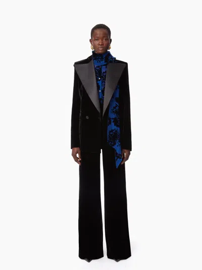 Nina Ricci Double-breasted Blazer In Velvet In Black