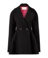 Nina Ricci Cinched Waist Coat In Wool In Black