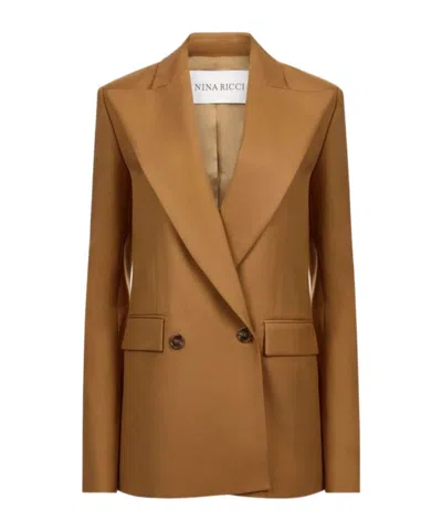 NINA RICCI DOUBLE-BREASTED JACKET IN WOOL GABARDINE