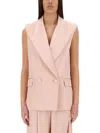 Nina Ricci Sleeveless Jacket With Double-breasted Button Detailing In Pink