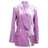 NINA RICCI DOUBLE-BREASTED VELVET BLAZER IN PURPLE VISCOSE