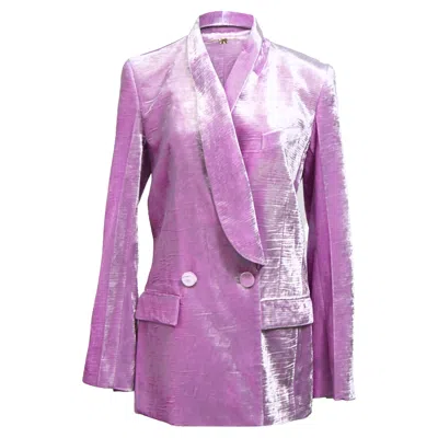Nina Ricci Double-breasted Velvet Blazer In Purple Viscose In Pink
