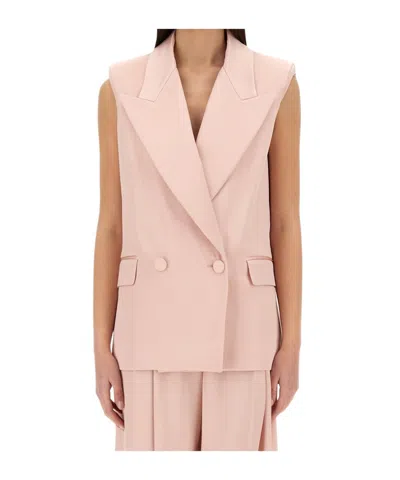 Nina Ricci Double Breasted Vest Jacket In Pink