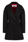 Nina Ricci Cinched Waist Coat In Wool In Black