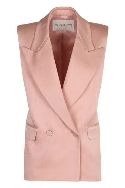 Nina Ricci Double-breasted Sleeveless Jacket In Pink