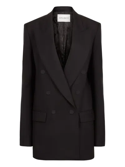 Nina Ricci Double-breasted Wool Blazer In Black