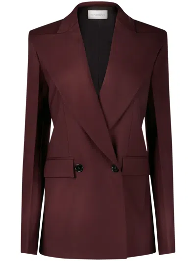 Nina Ricci Double-breasted Wool Blazer In Brown