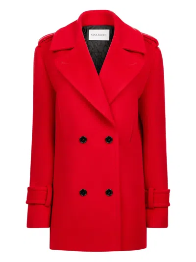 Nina Ricci Doppelreihiger Mantel In Red