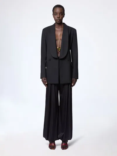 Nina Ricci Double-breasted Wool Gabardine Blazer In Black