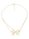 Nina Ricci Double Chain Bow Necklace In Gold