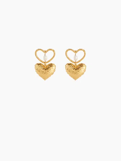 Nina Ricci Double Heart Earrings One Size In Gold