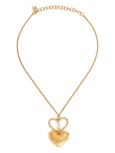 Nina Ricci Double Heart Necklace In Gold