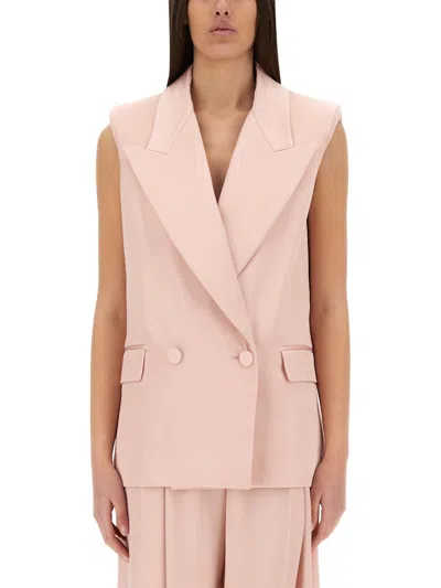 Nina Ricci Double-breasted Sleeveless Jacket In Pink