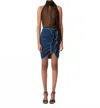 Nina Ricci Draped Denim Midi Skirt In Bleu Fonce In Blue