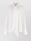 Nina Ricci Draped Front Cotton Shirt With Pussy-bow Collar In White