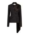Nina Ricci Draped Blazer With Attached Scarf And Satin Detail In Black