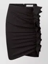 Nina Ricci Draped Wool Blend Skirt With Asymmetrical Hem In Black