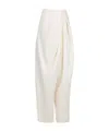 Nina Ricci Draped Wool Trousers In White