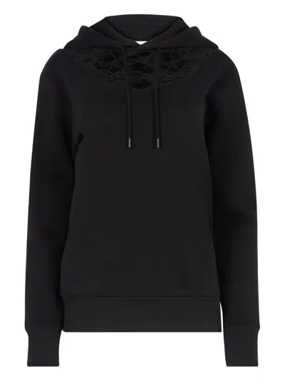 Nina Ricci Drawstring Fleece Hoodie In Black