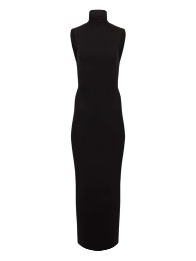 Nina Ricci Draped High-neck Maxi Dress In Black