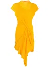 Nina Ricci Draped Front Shift Dress In Yellow