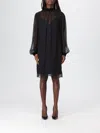 Nina Ricci Crinkled Silk Midi Dress In Black