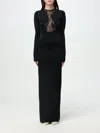 Nina Ricci Long Dress With Lace Inserts In Schwarz