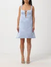 Nina Ricci Crystal-embellished Satin-finish Dress In Sky Blue