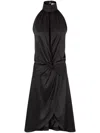 Nina Ricci Halter Neck Polka Dot Midi Dress In Black