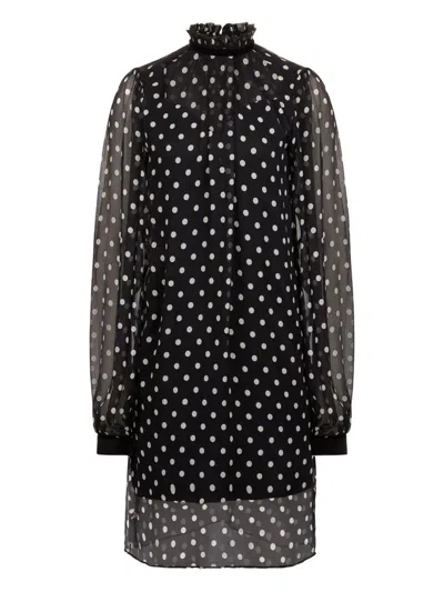 Nina Ricci Polka-dot Ruffled Mini Dress In Multi