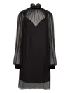 Nina Ricci Crinkled Silk Midi Dress In Black