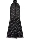 Nina Ricci Halter Neck Polka Dot Midi Dress In Black/cream